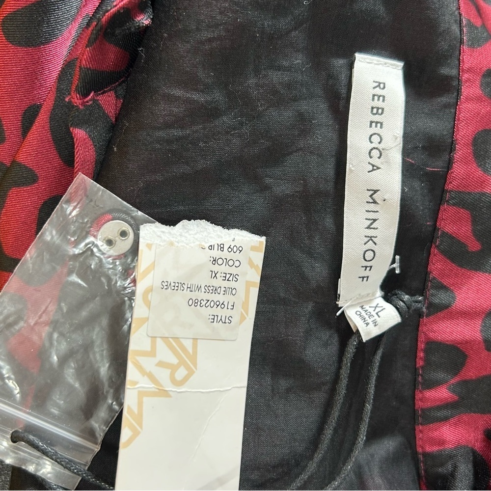 Rebecca Minkoff Dress Ollie Animal Print Fully Lined Burgundy Black Size XL - Picture 4 of 7